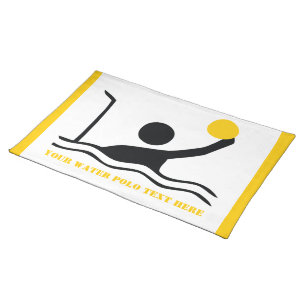 Water polo player black silhouette custom placemat
