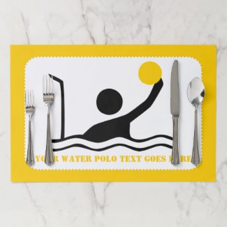 Water polo player black silhouette custom placemat