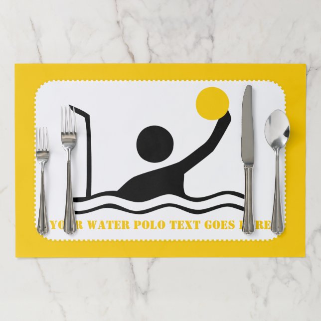 Water polo player black silhouette custom placemat (In Situ)