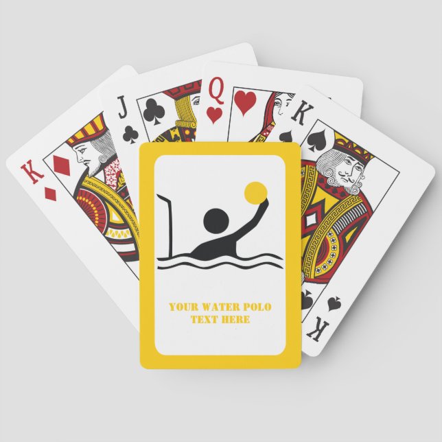 Water polo player black silhouette custom poker cards (Back)