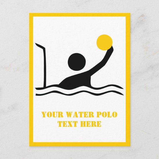 Water polo player black silhouette custom postcard (Front)