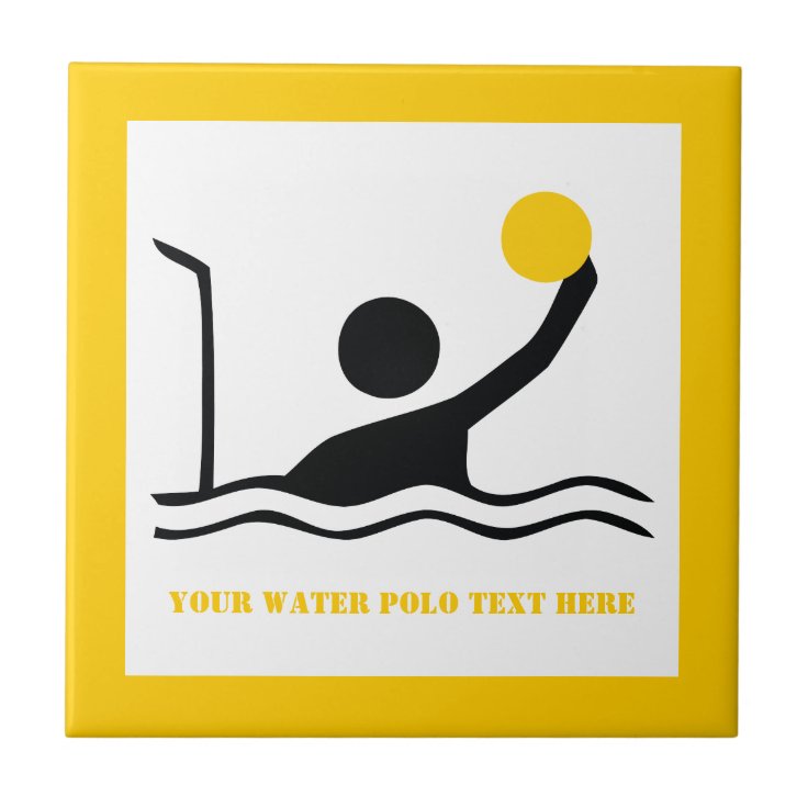 Water polo player black silhouette custom tile Zazzle