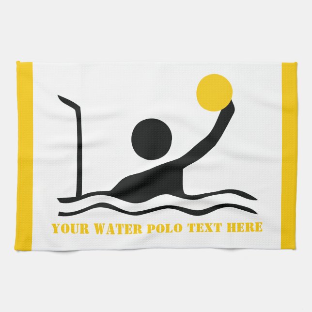 Water polo player black silhouette custom towel (Horizontal)