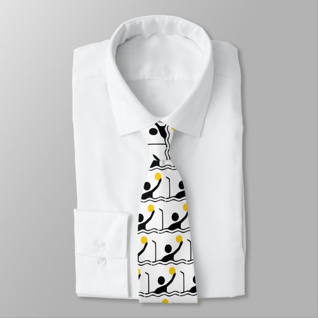Water polo player black silhouette icon tie (Tied)