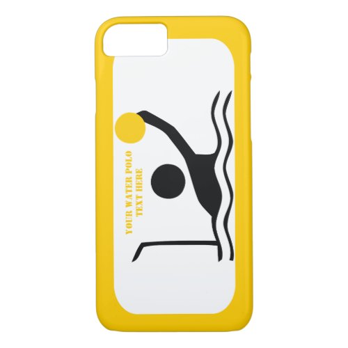 Water polo player black silhouette yellow custom iPhone 87 case