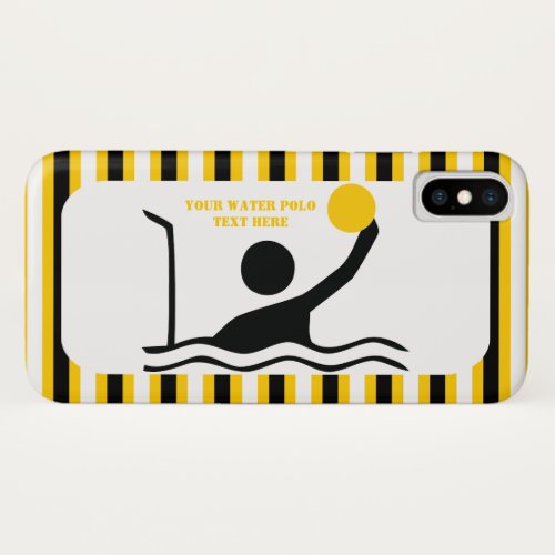 Water polo player black silhouette yellow stripes iPhone x case