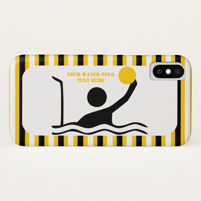 Water polo player black silhouette yellow stripes Case-Mate iPhone case (Back (Horizontal))