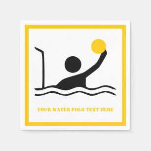 Water polo player black yellow icon custom paper napkins