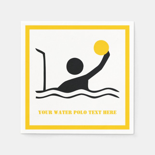 Water polo player black yellow icon custom paper napkins (Front)