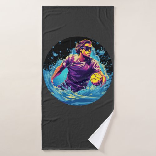 Water Polo Player Colorful Waterpolo Bath Towel