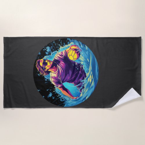 Water Polo Player Colorful Waterpolo Beach Towel