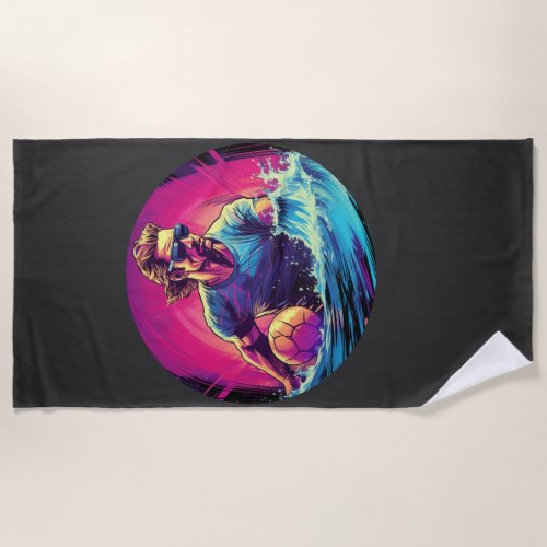 Water Polo Player Colorful Waterpolo Beach Towel