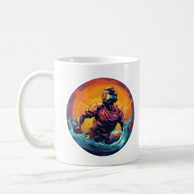 Water Polo Player Colorful Waterpolo Coffee Mug (Left)