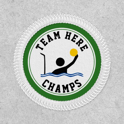 Water polo player green and black champs patch