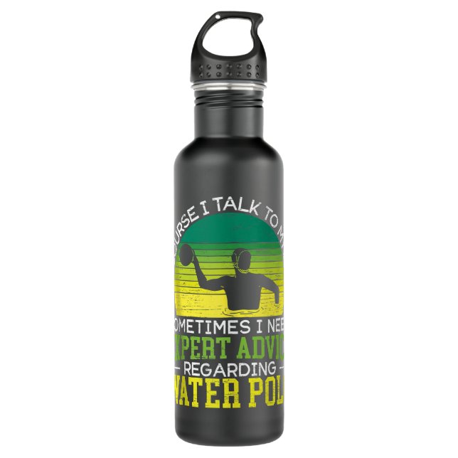 Water Polo Player Sports Lover Swimming Coach Pool Stainless Steel Water Bottle (Front)