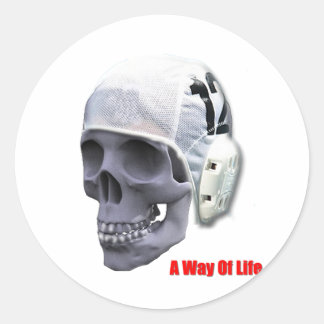 water-polo-skull classic round sticker