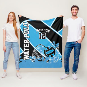 Water Polo 🤽♀️ Sport in Blue, Black and White Fleece Blanket