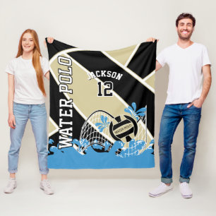 Water Polo 🤽♀️ Sport in Gold, Black and White Fl Fleece Blanket