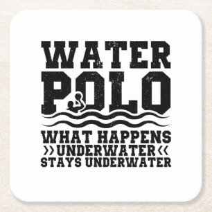 Water Polo Team   Sports Player Trainer Gifts Square Paper Coaster