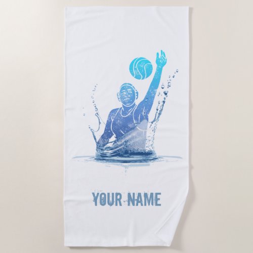 Water Polo Vintage Sports Athlete With Ball Beach Towel