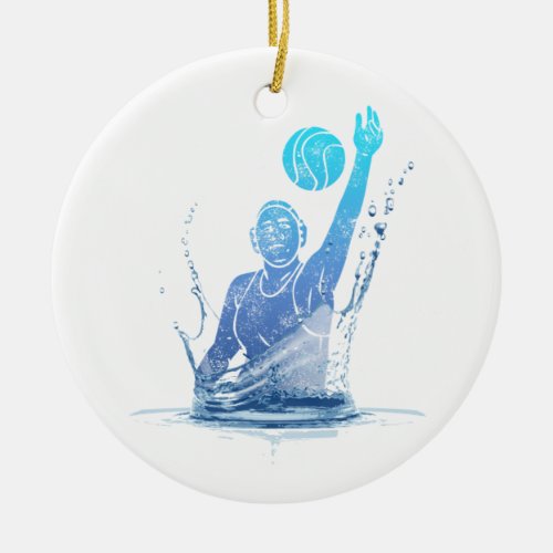 Water Polo Vintage Sports Athlete With Ball Ceramic Ornament