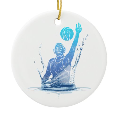Water Polo Vintage Sports Athlete With Ball Ceramic Ornament
