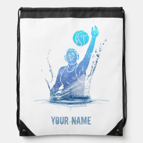 Water Polo Vintage Sports Athlete With Ball Drawstring Bag