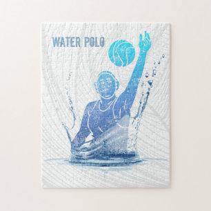Water Polo Vintage Sports Athlete With Ball Jigsaw Puzzle