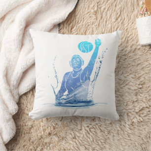 Water Polo Vintage Sports Athlete With Ball Throw Pillow