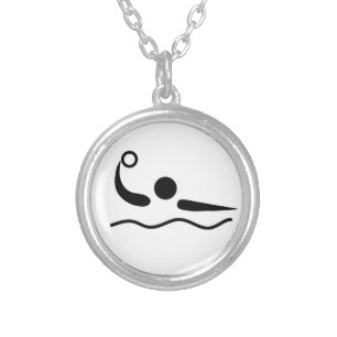 Water Polo Waterpolo Pictogram Silver Plated Necklace