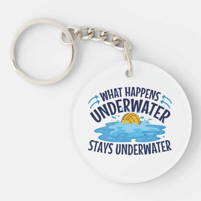 Water Polo What Happens Underwater Keychain (Front)