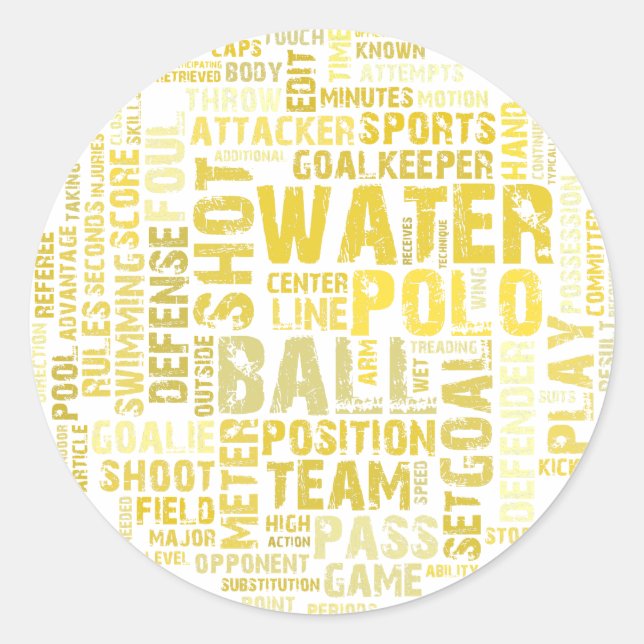 Water Polo Word Cloud Products Classic Round Sticker (Front)