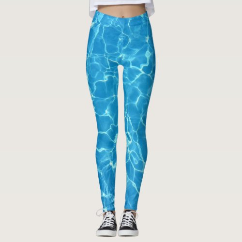 Water Pool Ocean Aqua Blue Leggings