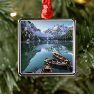 Water Pragser Wildsee Dolomites Italy Metal Ornament