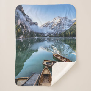 Water Pragser Wildsee Dolomites Italy Sherpa Blanket