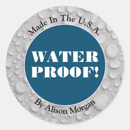 Water Proof in White Caps Ocean Blue Your Photo Classic Round Sticker