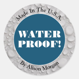 Water Proof in White Caps, Ocean Blue, Your Photo Classic Round Sticker