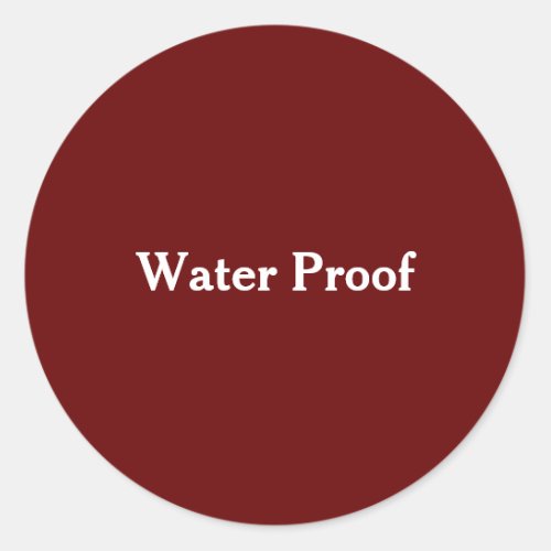 Water Proof Splash Free Package Label Burgundy Red