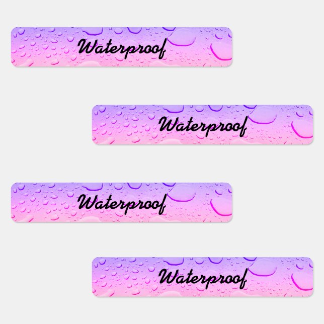 Water Proof Splash Free Rose Gold Pink Ombre Drops Labels (Group)