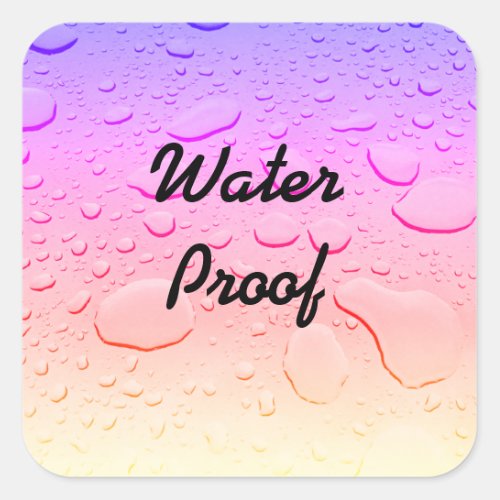 Water Proof Splash Free Rose Gold Pink Ombre Drops Square Sticker