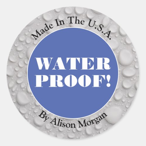 Water Proof White Caps DIY 3 Text Lines Photo Classic Round Sticker