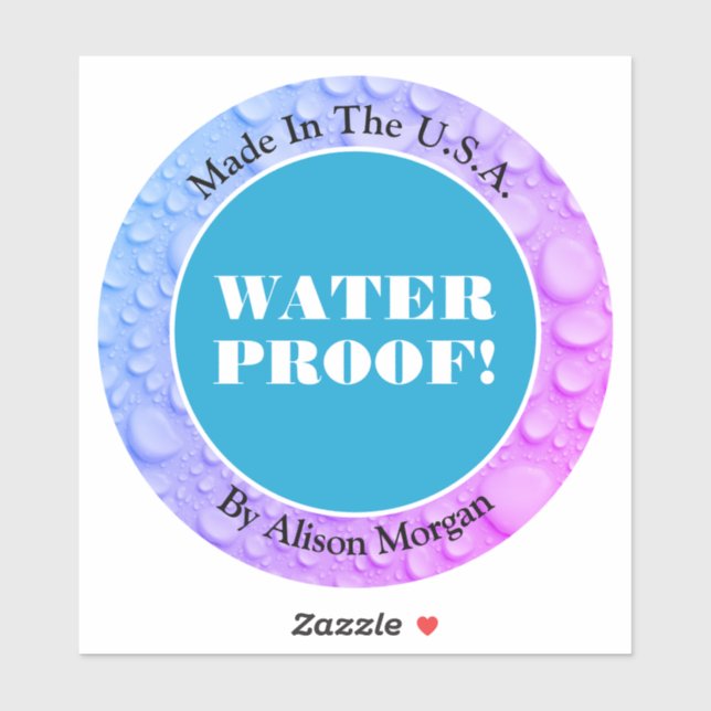 Water Proof White Text, 3 Text Lines, Your Photo Sticker (Sheet)