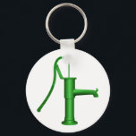 Water Pump Keychain<br><div class="desc">This design is one of those old fashioned looking water pumps. The kind where you pump a handle to draw the water. This water pump is green and is standing there just waiting for someone to come along and start pumping water. This water pump design looks great on this keychain....</div>