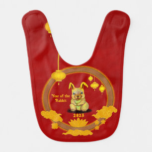 Water Rabbit , Happy Chinese New Year Baby Bib