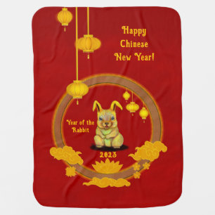 Water Rabbit , Happy Chinese New Year Baby Blanket