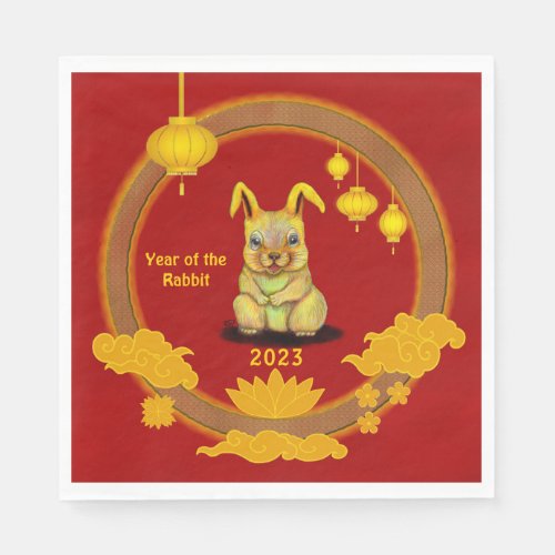 Water Rabbit  Happy Chinese New Year Napkins