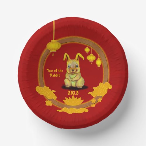 Water Rabbit  Happy Chinese New Year Paper Bowls