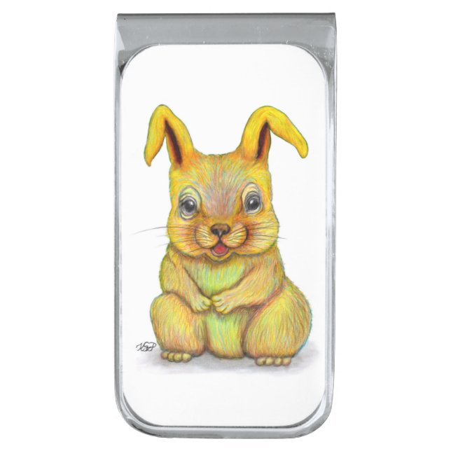 Water Rabbit Silver Finish Money Clip (Front Vertical)