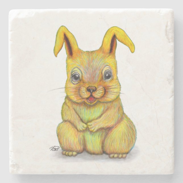 Water Rabbit Stone Coaster (Front)