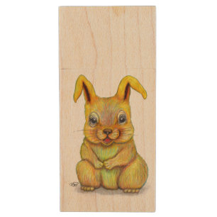 Water Rabbit Wood Flash Drive
